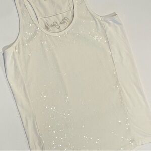 Cowgirl Tuff Cream Sequin Racerback Tank Size M